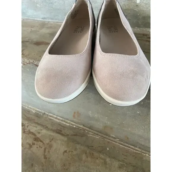 Naturalizer Harris taupe faux suede ballet style slip on with snake print accent - Picture 7 of 9